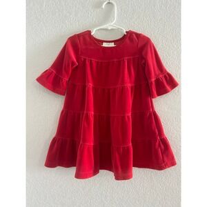Hanna Andersson Love 2 Twirl Velour Dress Red Toddler Girl 18-24 Months